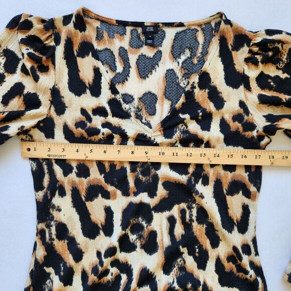 River Island Leopard Print V-Neck Long Sleeve Babydoll Dress Flowy Sexy Size 10 - Picture 6 of 7